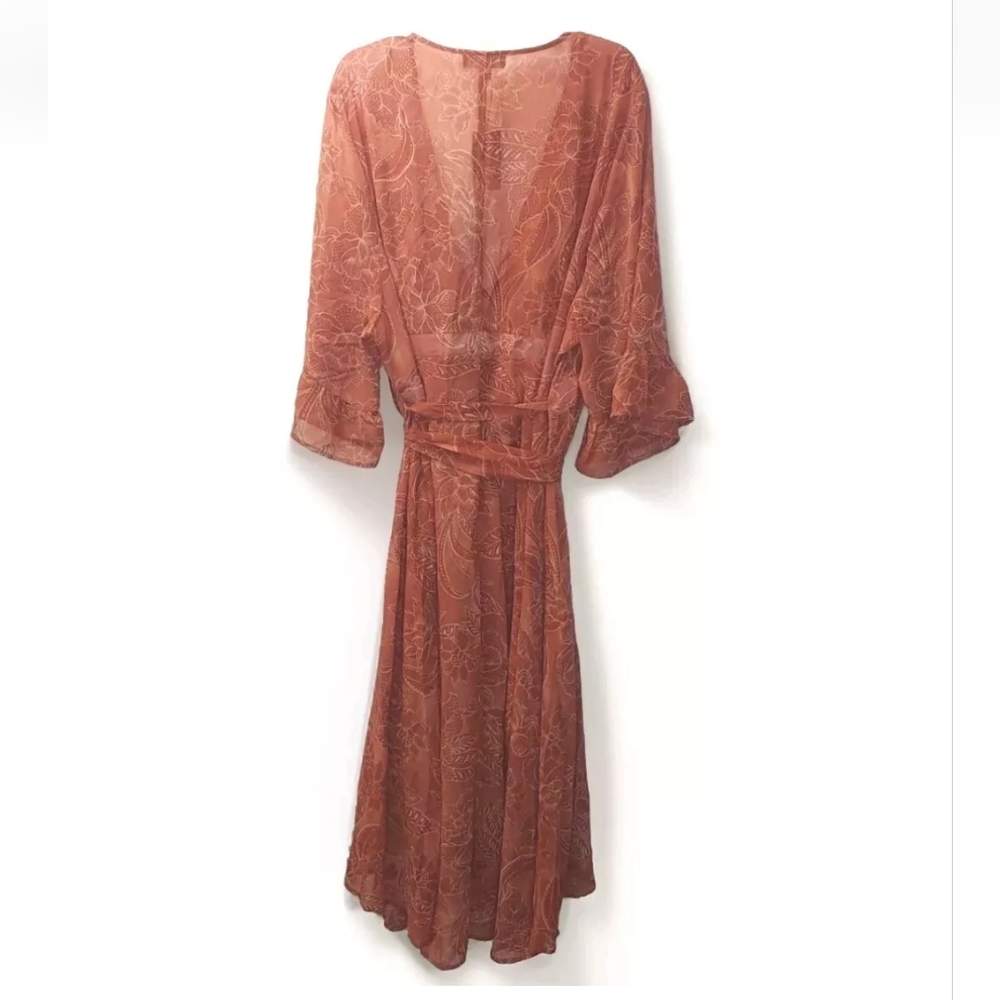 Arna York Viola Wrap Maxi Dress Woman 6X 30W 32W Batik Blooms Sheer Floral New - Picture 6 of 14